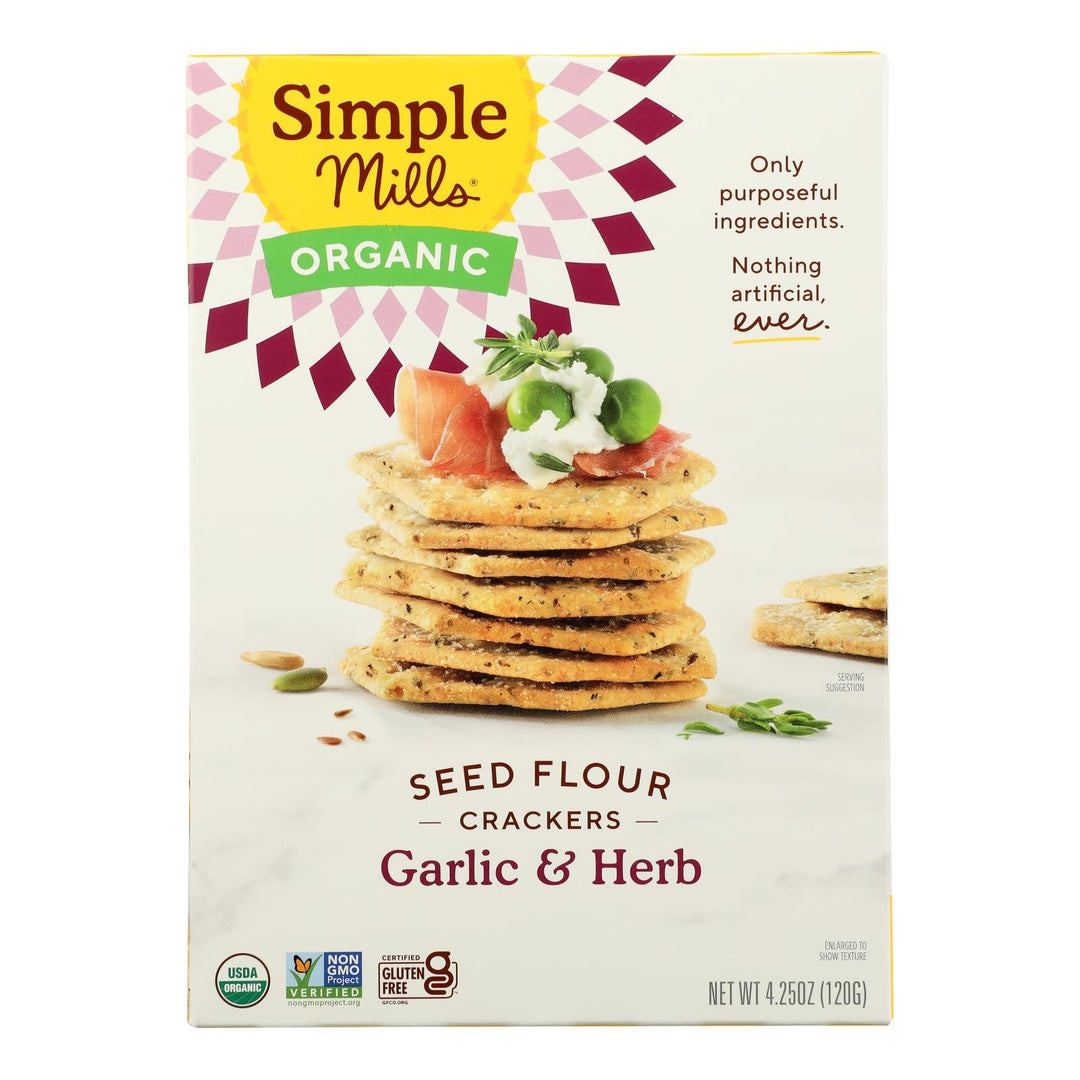 Simple Mills - Crckr Seed Flr Grlc/hrb - Case Of 6 - 4.25 Oz - Maras Green